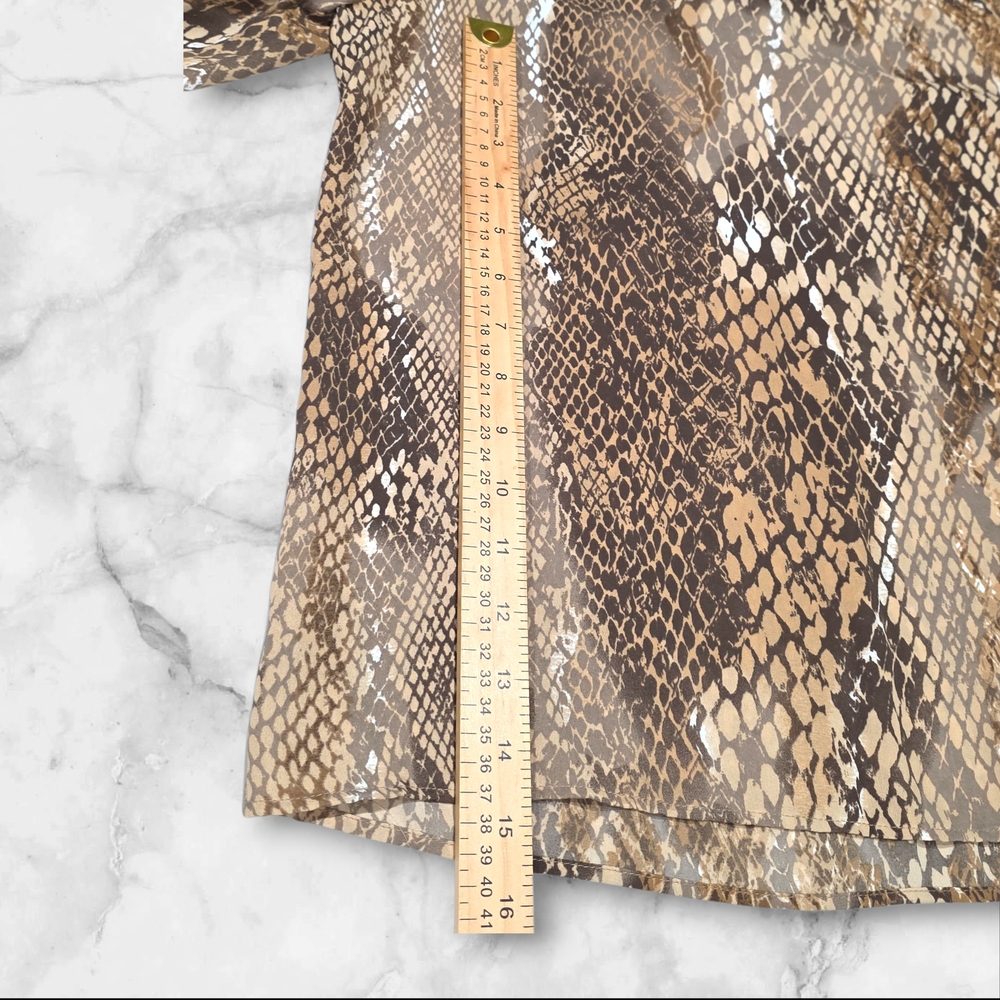 H&M Long Sleeve Tan & Brown Animal Print Blouse Top Shirt Size 4- C81 - Picture 5 of 8